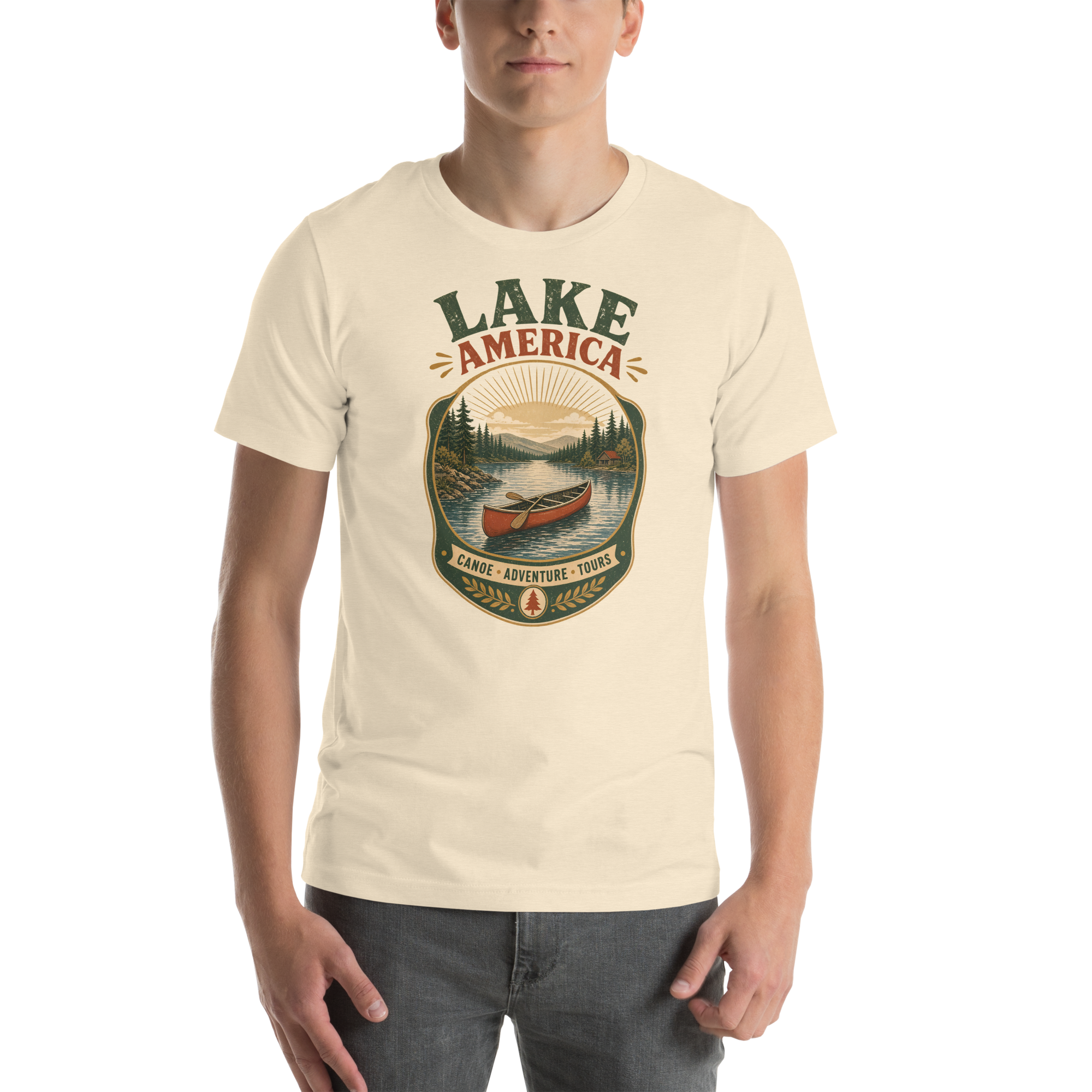Lake America Canoe Adventure Tours t-shirt on a model